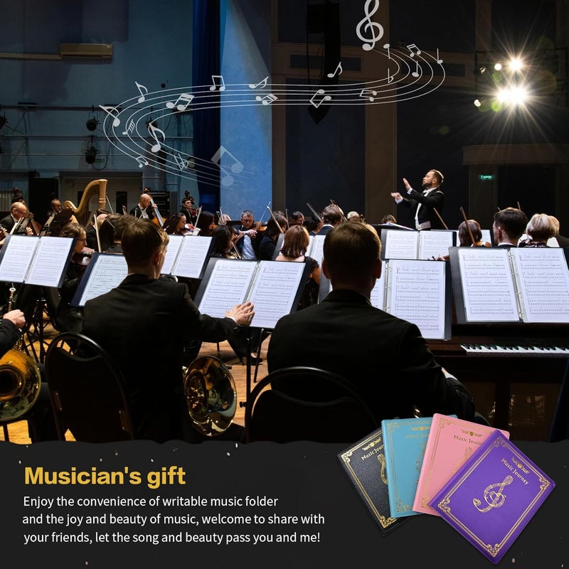 XMLINPER Sheet Music Folder, Choir Holder, Sheet Music Organizer, Sheet Music Binder, for Choir Singer, Stage Performance Letter Size Music Binder 40 Pages Capacity Writable Choir Folder (Purple) - Image 4